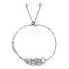 Natural Quartz Crystal Bullet Link Slider Bracelets BJEW-JB09901-05-3