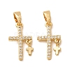 Brass Micro Pave Clear Cubic Zirconia Pendants CU-CBAB2E9-01G-1
