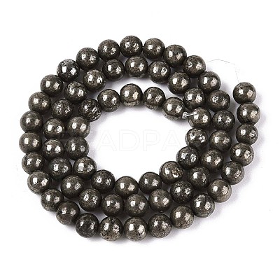 Natural Pyrite Beads Strands G-S249-01-6mm-1