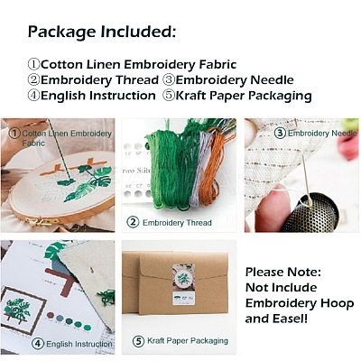 Flower Pattern DIY Embroidery Kit DIY-P077-116-1