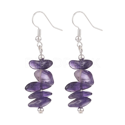 Natural Amethyst Chips Beaded Jewelry Set X-SJEW-JS01232-03-1