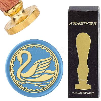 Brass Wax Seal Stamps with Wood Handle AJEW-WH0412-0173-1
