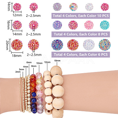 96Pcs 16 Style Resin Rhinestone Beads RESI-PH0002-15-1
