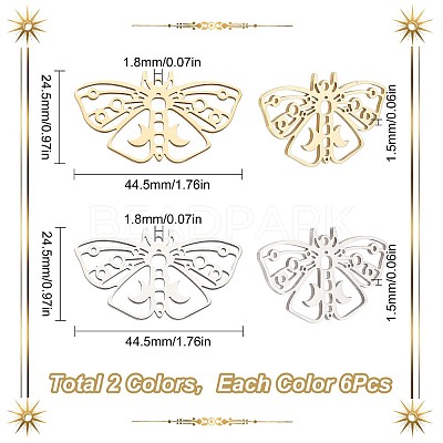 12Pcs 2 Colors 201 Stainless Steel Pendants STAS-SC0005-11-1