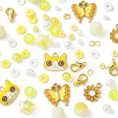 DIY Round Acrylic & Glass Beads Bracelets Jewelry Kits DIY-FS0006-29E-1