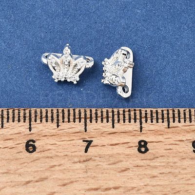 Brass Micro Pave Clear Cubic Zirconia 2-Loop Crown Spacer Bars KK-C258-16S-1