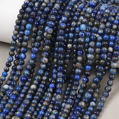 Natural Lapis Lazuli Round Beads Strands G-I181-09-4mm-1