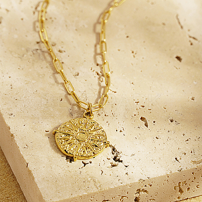 304 Stainless Steel Sun Pendant Necklaces YN2147-1-1