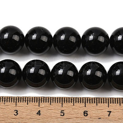 Natural Black Tourmaline Beads Strands G-E444-27-12mm-1