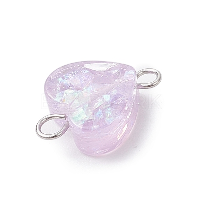 Transparent Resin Heart Links Connector Charms PALLOY-JF04449-02-1