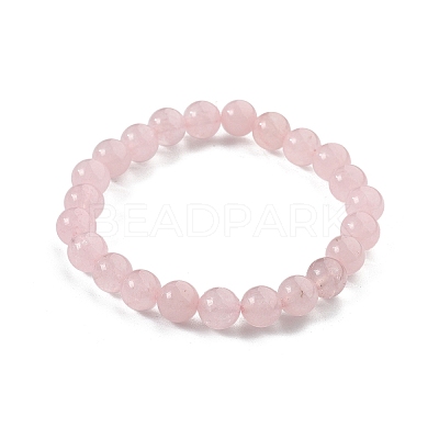 Natural Rose Quartz Bead Stretch Bracelets BJEW-K212-B-045-1