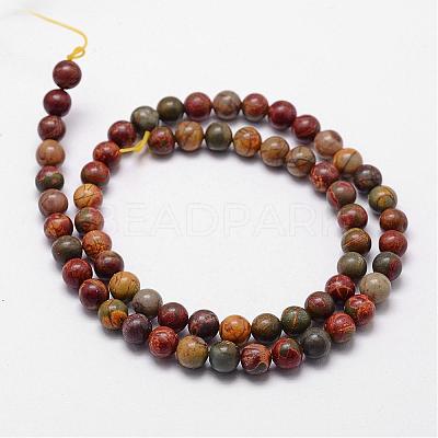 Natural Polychrome Jasper/Picasso Stone/Picasso Jasper Bead Strands G-D840-85-6mm-1