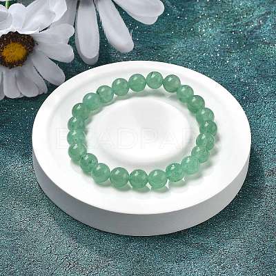 Natural Green Aventurine Round Bead Stretch Bracelets BJEW-L593-A07-1