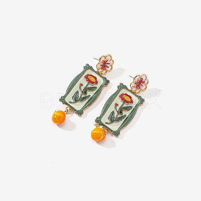 Alloy & Enamel Stud Dangle Earrings for Women WG66E5A-01-1