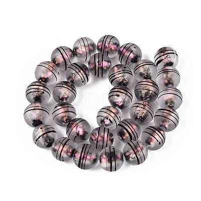 Frosted Handmade Foil Glass Beads Strands FOIL-Q002-02C-1