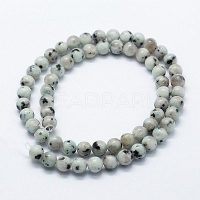 Natural Sesame Jasper/Kiwi Jasper Beads Strands X-G-I199-29-6mm-1