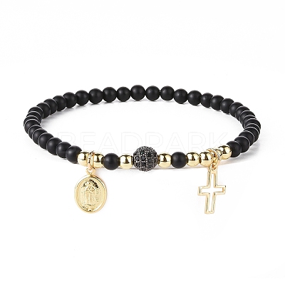 Natural Howlite & Dyed & Heated Black Agate Beaded Bracelets Sets BJEW-JB09045-1