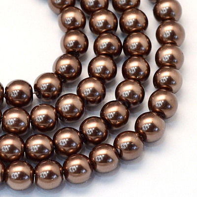 Baking Paint Pearlized Glass Pearl Round Bead Strands HY-Q330-8mm-52-1