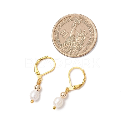 Natural Baroque Pearl Oval Leverback Earrings EJEW-JE06437-1
