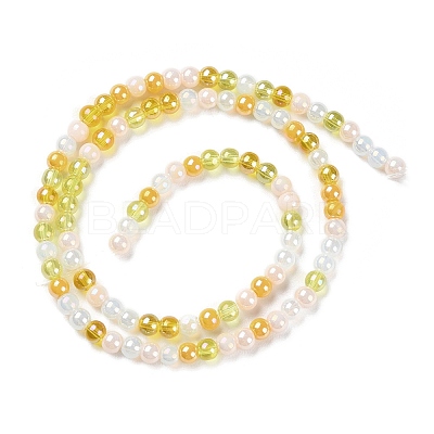 Transperant Electroplate Glass Beads Strands X-GLAA-P056-4mm-B01-1