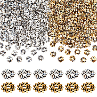 400Pcs 2 Colors Gear Tibetan Silver Spacer Beads TIBEB-PH0005-33-1