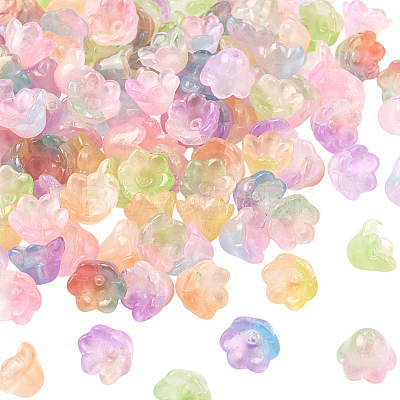 200Pcs Transparent Glass Beads Caps GLAA-PA0001-21-1