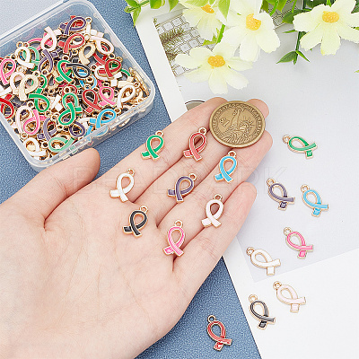 96Pcs 8 Colors Alloy Enamel Pendants ENAM-HY0003-04-1