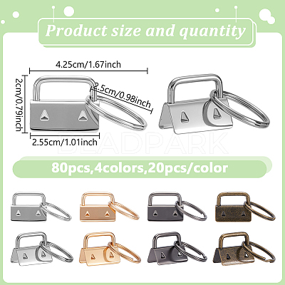 80Pcs 4 Colors Iron Ribbon Ends with Rings IFIN-GO0001-07-1