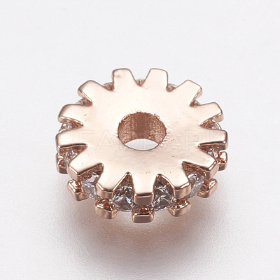 Brass Micro Pave Cubic Zirconia Bead Spacers ZIRC-E143-21RG-1