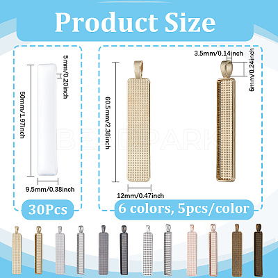 DIY Blank Dome Rectangle Pendant Kits DIY-SP0001-97-1