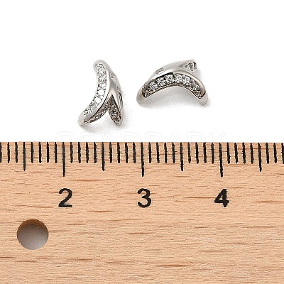 Rack Plating Brass Micro Pave Cubic Zirconia Beads Caps KK-F863-12P-1