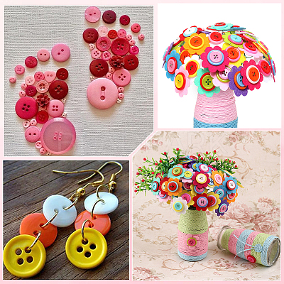 300Pcs 2 Colors Resin Buttons DIY-SP0003-98B-1