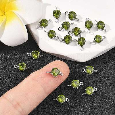 SHEGRACE Brass Pave Cubic Zirconia Flat Round Connector Charms XGRQ2O414-435D-P-1