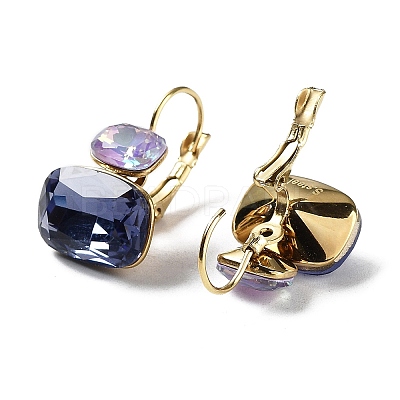 Glass Rectangle Leverback Earrings EJEW-P245-01G-1