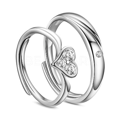 Awesome Rhodium Plated 925 Sterling Silver Couple Rings JR373A-1
