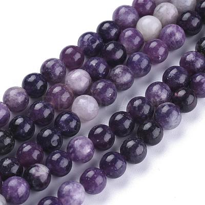 Natural Lepidolite/Purple Mica Stone Beads Strands G-K415-8mm-1