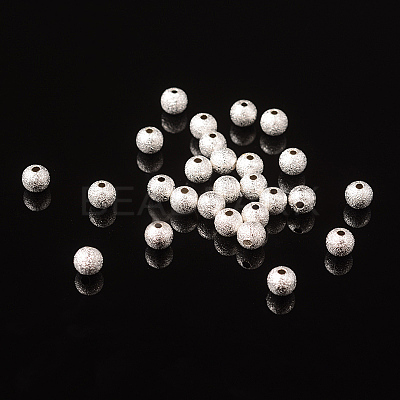 6mm Silver Color Plated Brass Textured Beads X-EC248-S-1