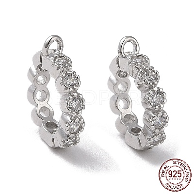 Rhodium Plated 925 Sterling Silver Micro Pave Cubic Zirconia Twister Clasps STER-K176-16P-1
