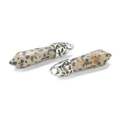 Bullet Natural Dalmatian Jasper Pointed Pendants G-E332-C34-1