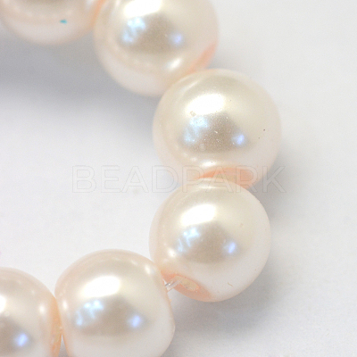 Baking Paint Pearlized Glass Pearl Round Bead Strands X-HY-Q330-8mm-41-1