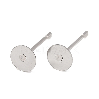 Tarnish Resistant 316 Surgical Stainless Steel Flat Round Blank Peg Stud Earring Settings STAS-R073-05-1