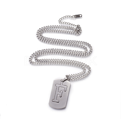 Non-Tarnish 304 Stainless Steel Split Initial Pendant Necklaces NJEW-L152-03F-1