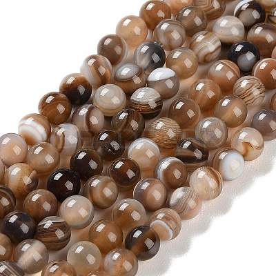 Natural Striped Agate/Banded Agate Beads Strands G-Z060-A01-A14-1