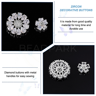 4Pcs 2 Styles 1-Hole Alloy Shank Button BUTT-PH0001-23-1