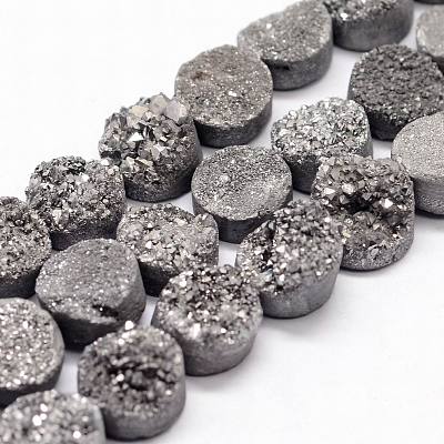 Electroplated Natural & Dyed Druzy Agate Bead Strands G-N0169-004D-01-1