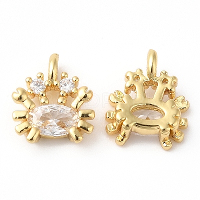 Rack Plating Brass Micro Pave Cubic Zirconia Pendants X-KK-R143-05G-1