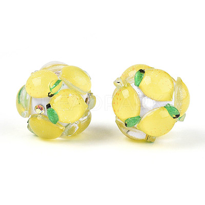 Fruit Round Resin Beads RESI-T059-03L-1