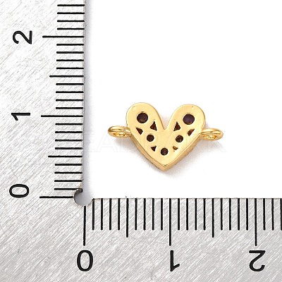 Brass Micro Pave Cubic Zirconia Heart Connector Charms KK-F894-03G-02-1