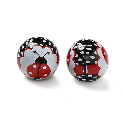 Printed Wood Round Beads LS-WOOD-C012-01A-1
