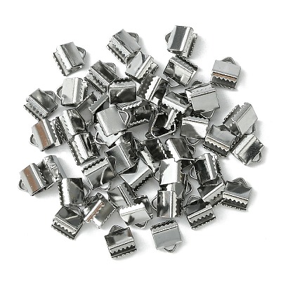 304 Stainless Steel Ribbon Crimp Ends STAS-YW0001-78A-1